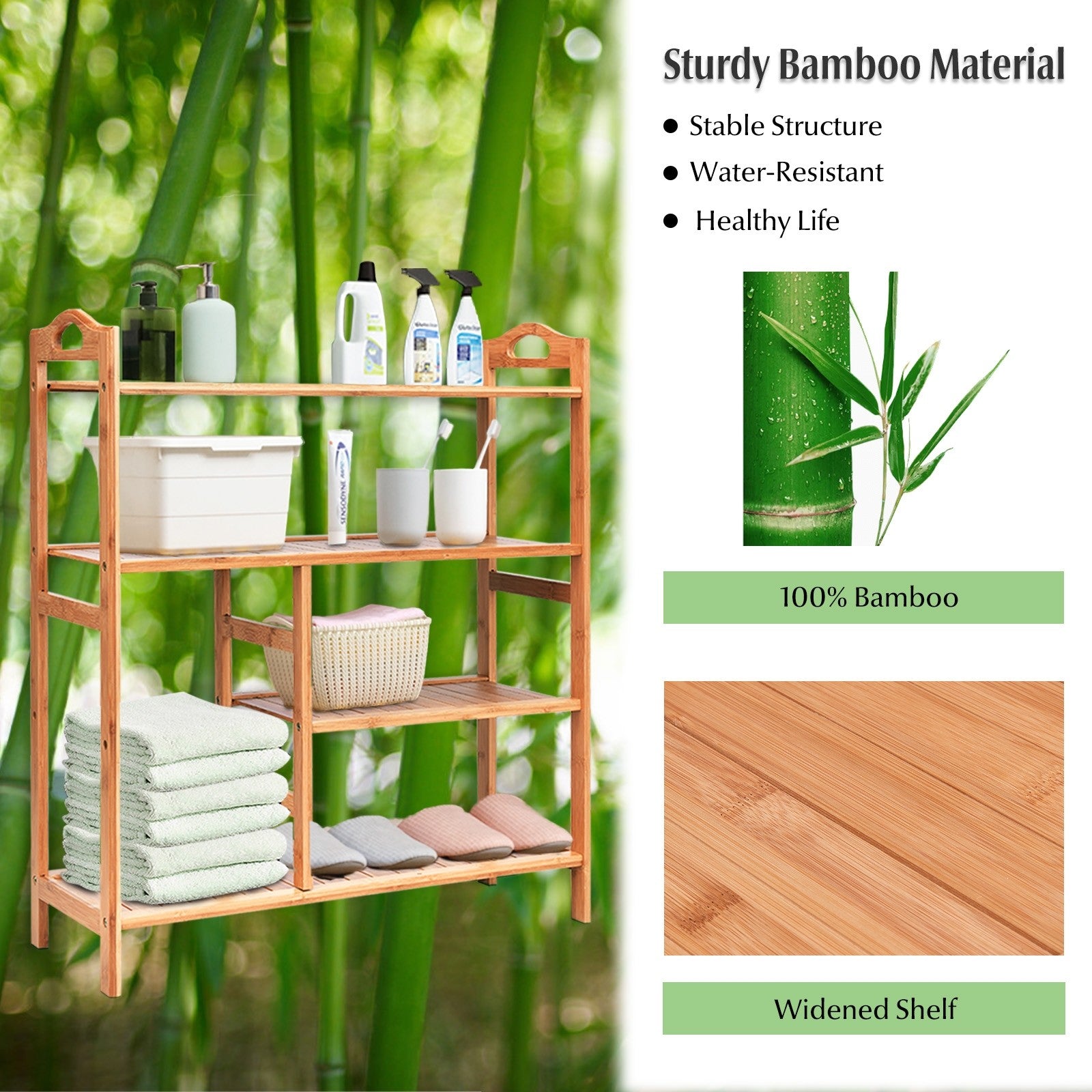 4-Tier Shoe Rack, Bamboo Shoe and Boot Rack 12-14 Pairs - Giantexus