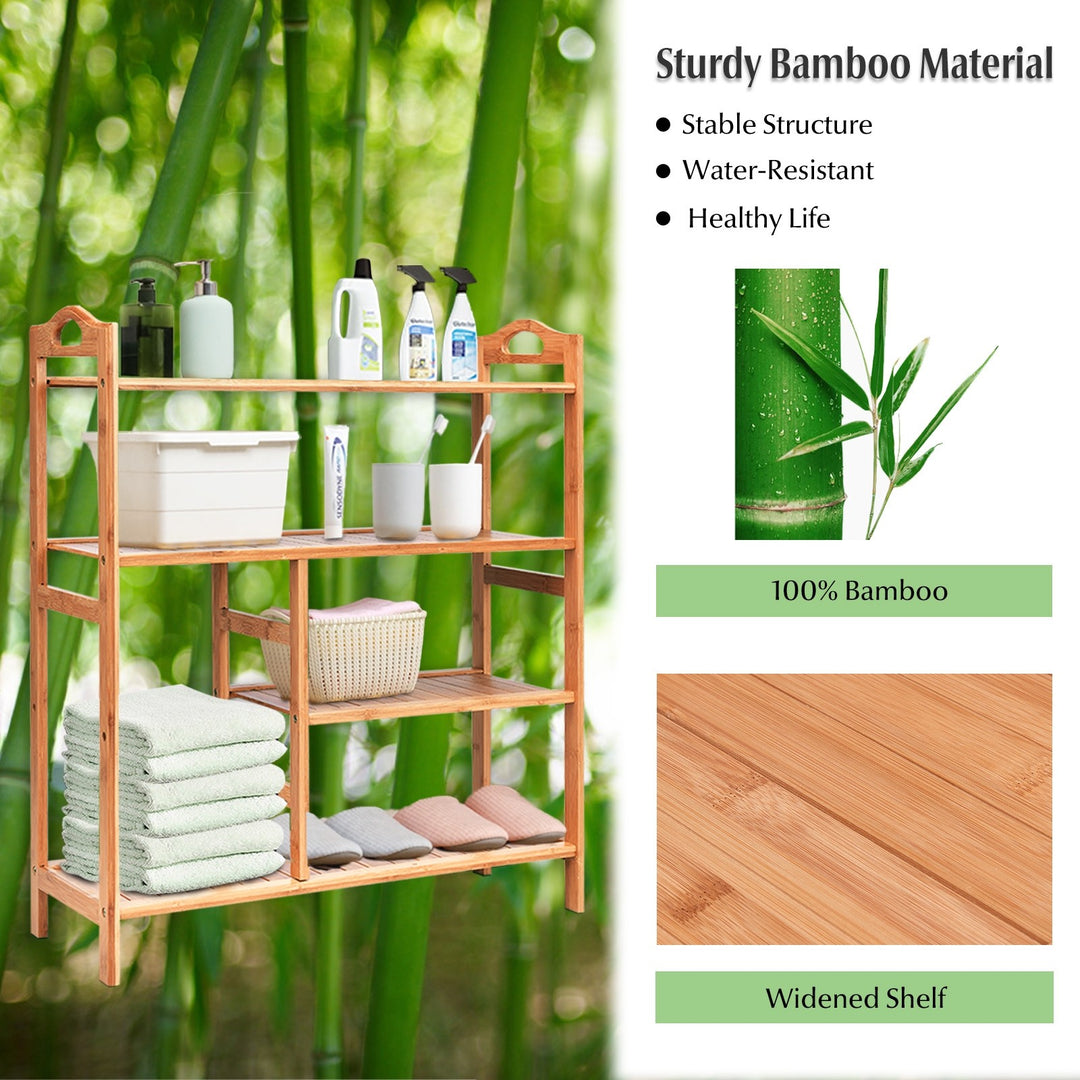 4-Tier Shoe Rack, Bamboo Shoe and Boot Rack 12-14 Pairs - Giantexus