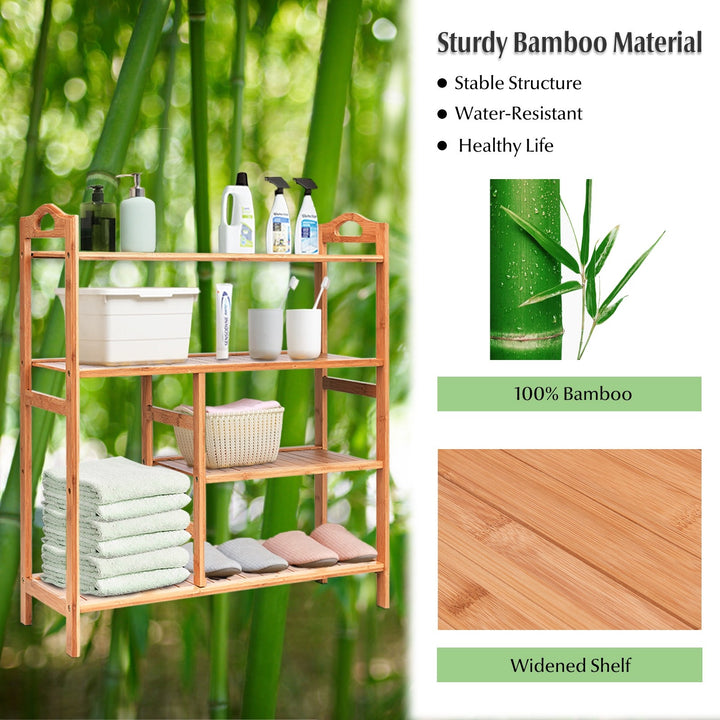 4-Tier Shoe Rack, Bamboo Shoe and Boot Rack 12-14 Pairs - Giantexus