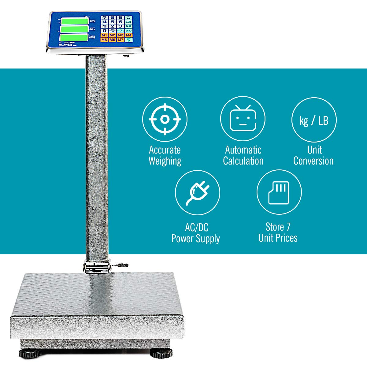 Xtremepowerus 600lb Weight Computer Scale Digital Floor Platform Shipping Warehouse Postal Foldable, Gray