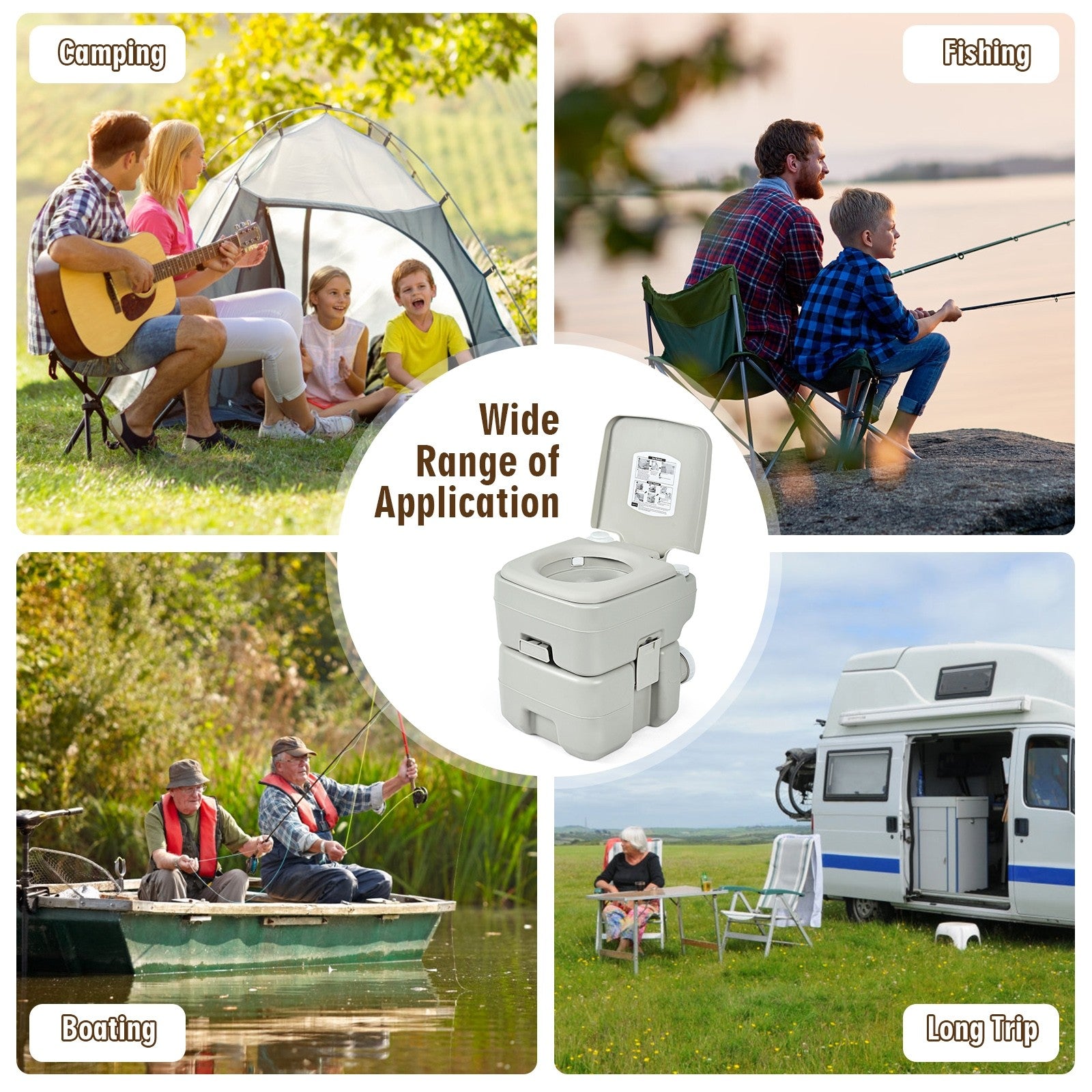Portable Toilet 5.3 Gallon with Powerful Push Pump