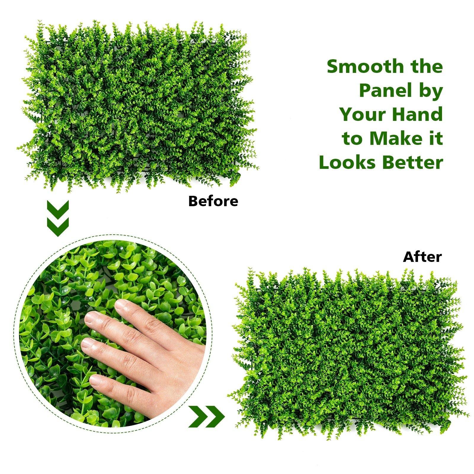 12 Pcs 16x24inch Artificial Eucalyptus Hedge Plant Privacy Fence Panels - Giantexus