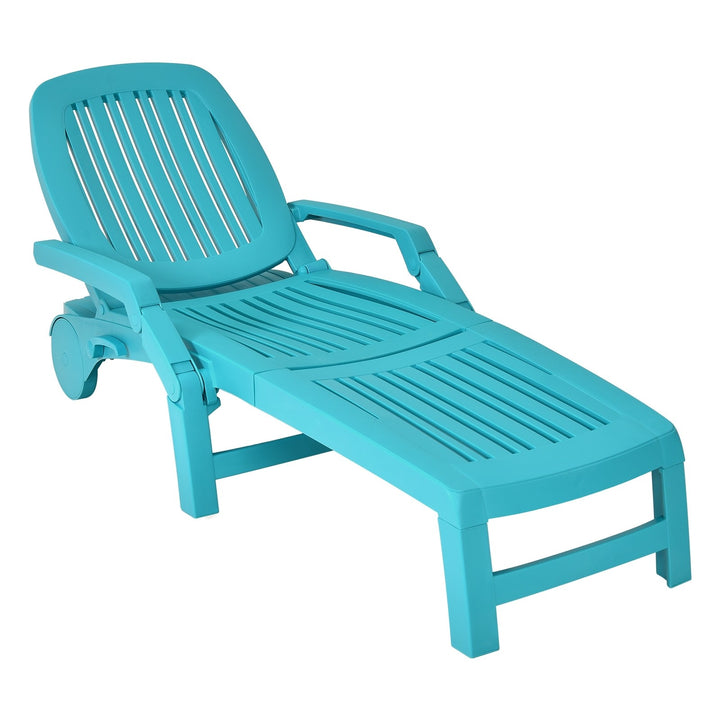 Chaise Lounge Outdoor,Foldable Sun Lounger with Wheels - Giantexus