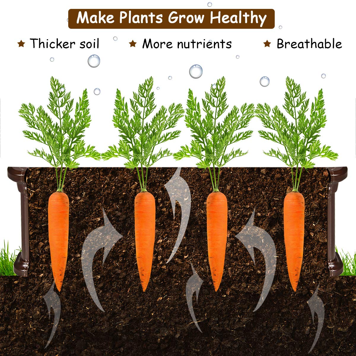 Planter for Flower Vegetables (48.5''Lx48.5''Wx12''H, Brown)