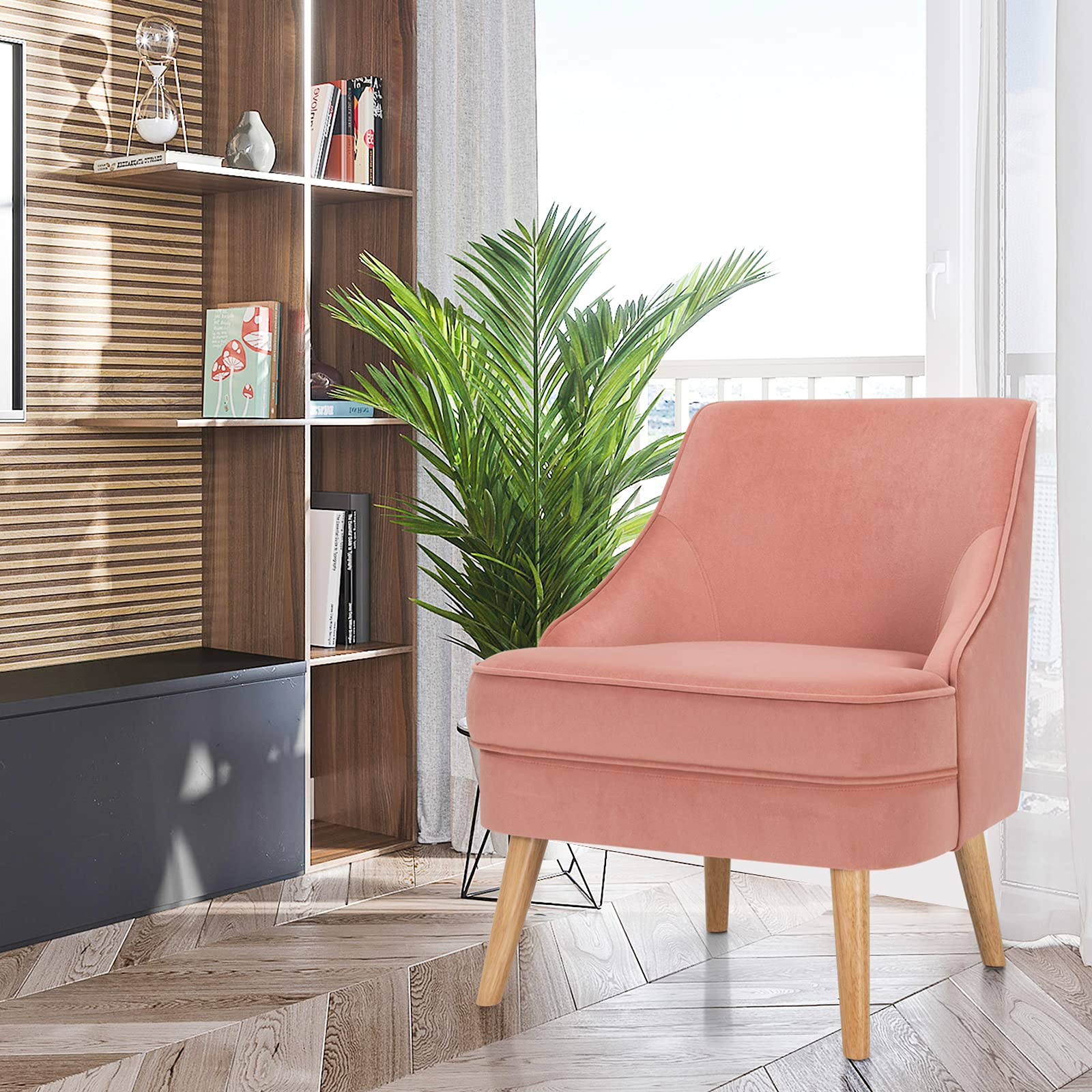 Giantex Mid Century Single Sofa Chair w/Rubber Wood Legs