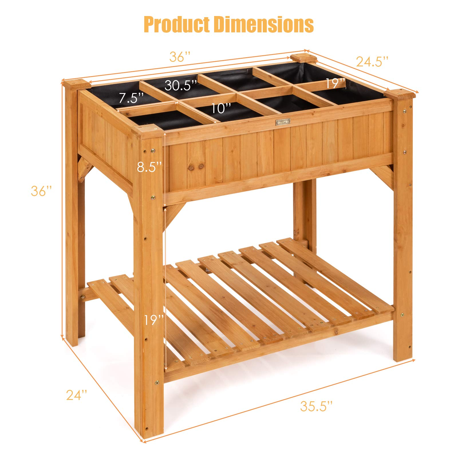 Raised Garden Bed,  36" x 24" x 36" (L x W x H)