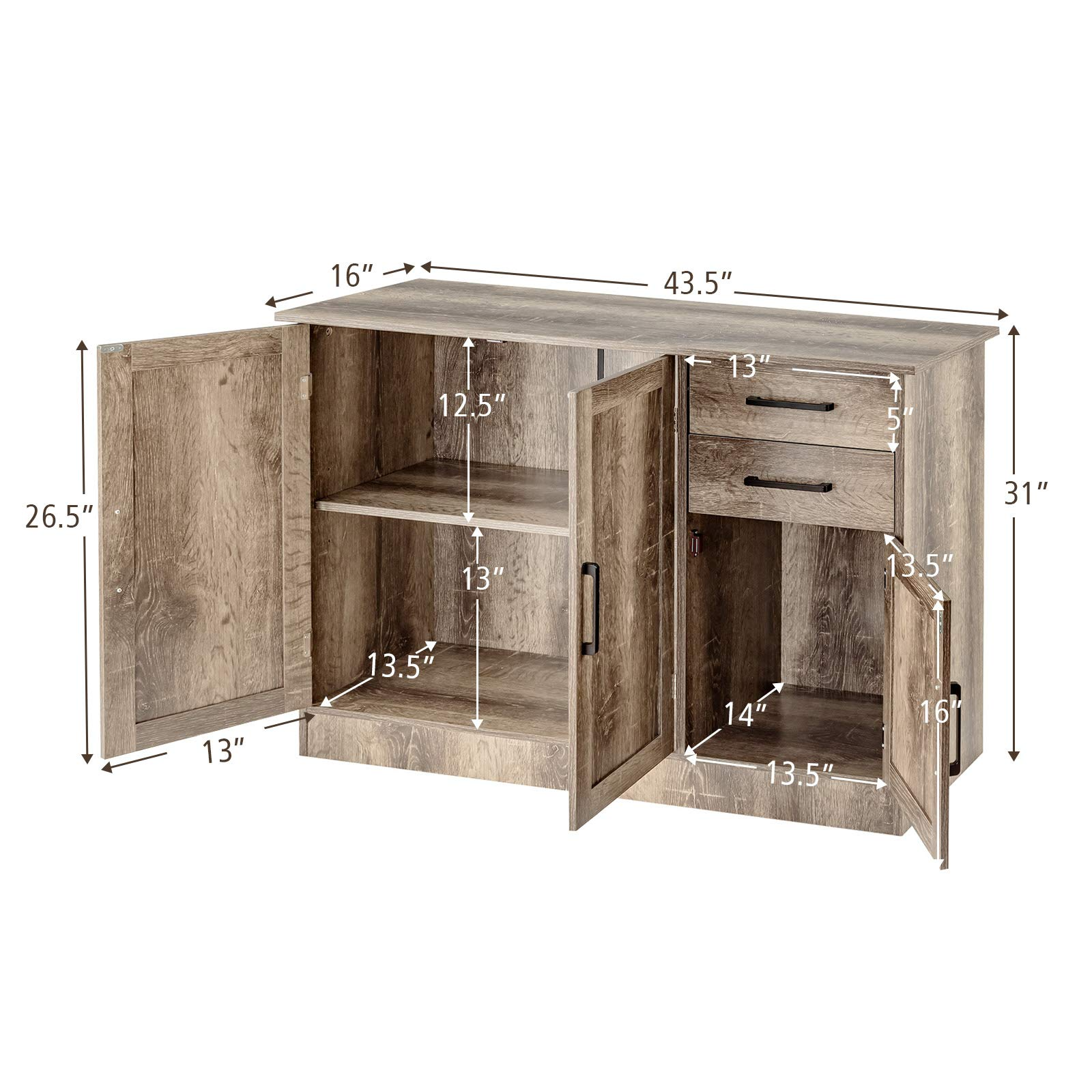 Giantex Buffet Server Sideboard Storage Cabinet Console Table Utensils Organizer