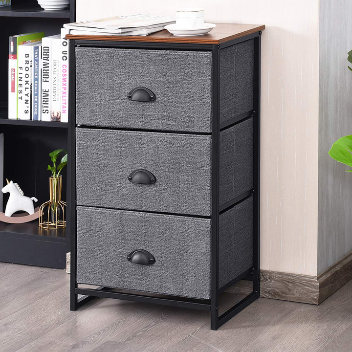 Giantex Dresser Storage Tower Nightstand W/Fabric Drawers