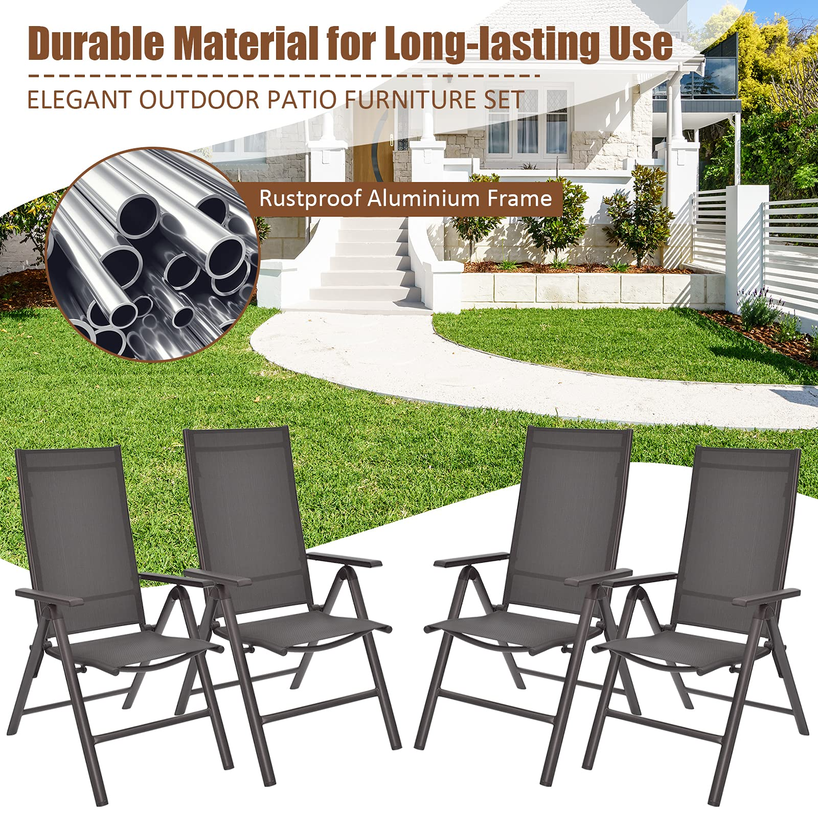 Giantex Patio Dining Chairs for Camping Pool Beach Yard No Assembly