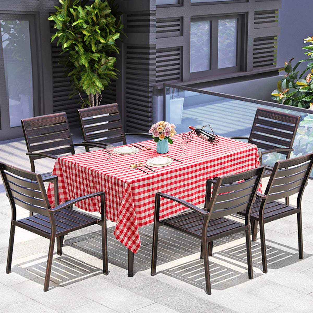 Giantex 10 Checkered Tablecloth Rectangle |60"X102", Stain Resistant, Wrinkle Resistant and Spill Proof Gingham Table Cloths