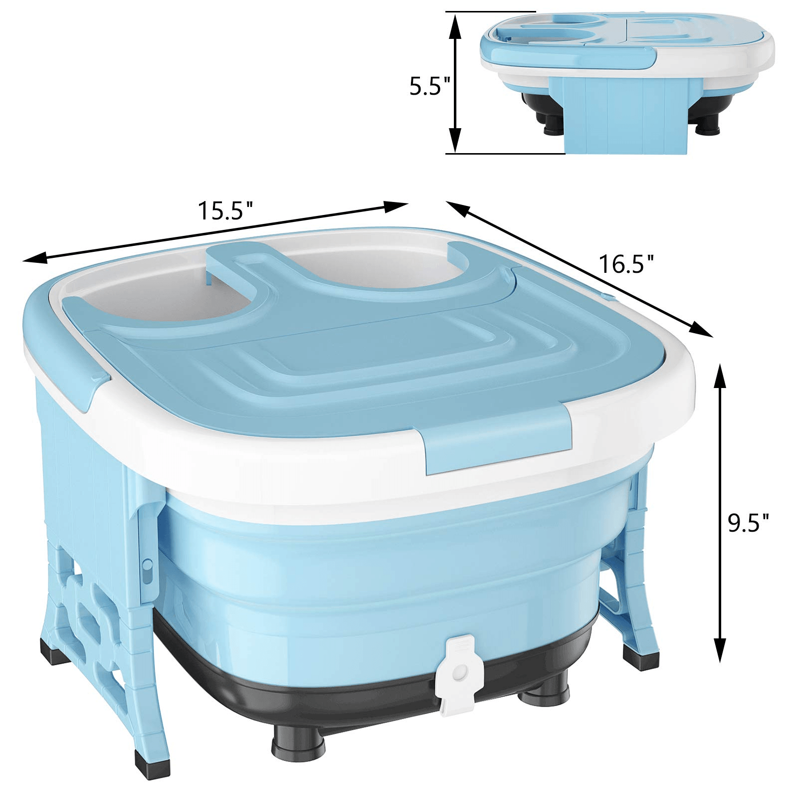 Giantex 6 in 1 Foot Spa Bath Massager Collapsible, Pedicure Tub Bath w/Folding Cover, Feet Salon Tub (Blue/Gray) - Giantexus