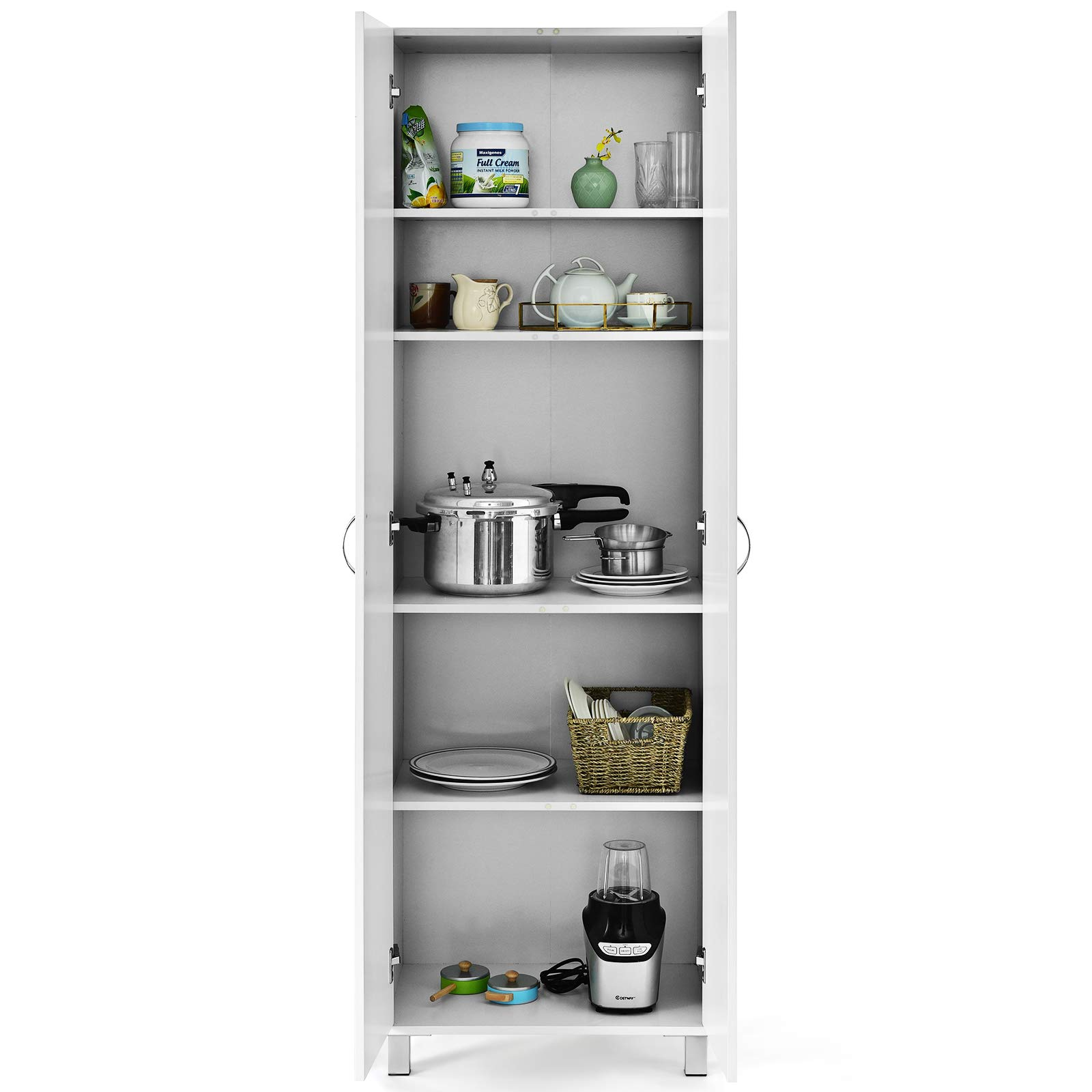 Giantex Kitchen Pantry Cabinet, 2 Door Cupboard with 5 Shelves, Storage Organizer for Kitchenware