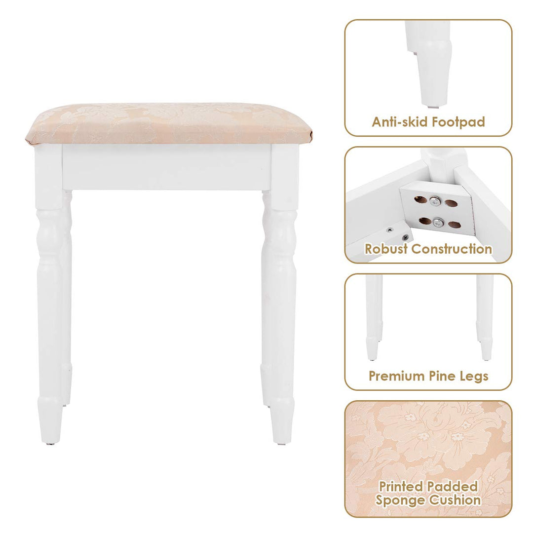 Giantex Modern Bedroom Bathroom Makeup Vanity Desk with Cushioned Stool for Girls Women
