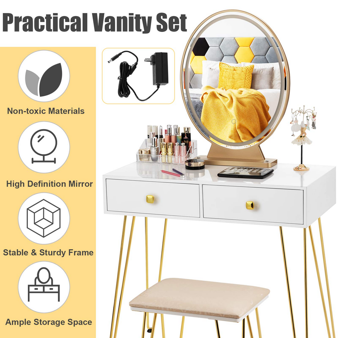 CHARMAID | Vanity Set with Lighted Mirror - Giantexus