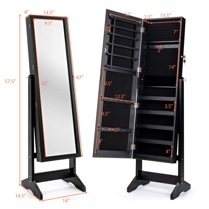 CHARMAID Freestanding Lockable Jewelry Organizer Box with Large Storage Capacity