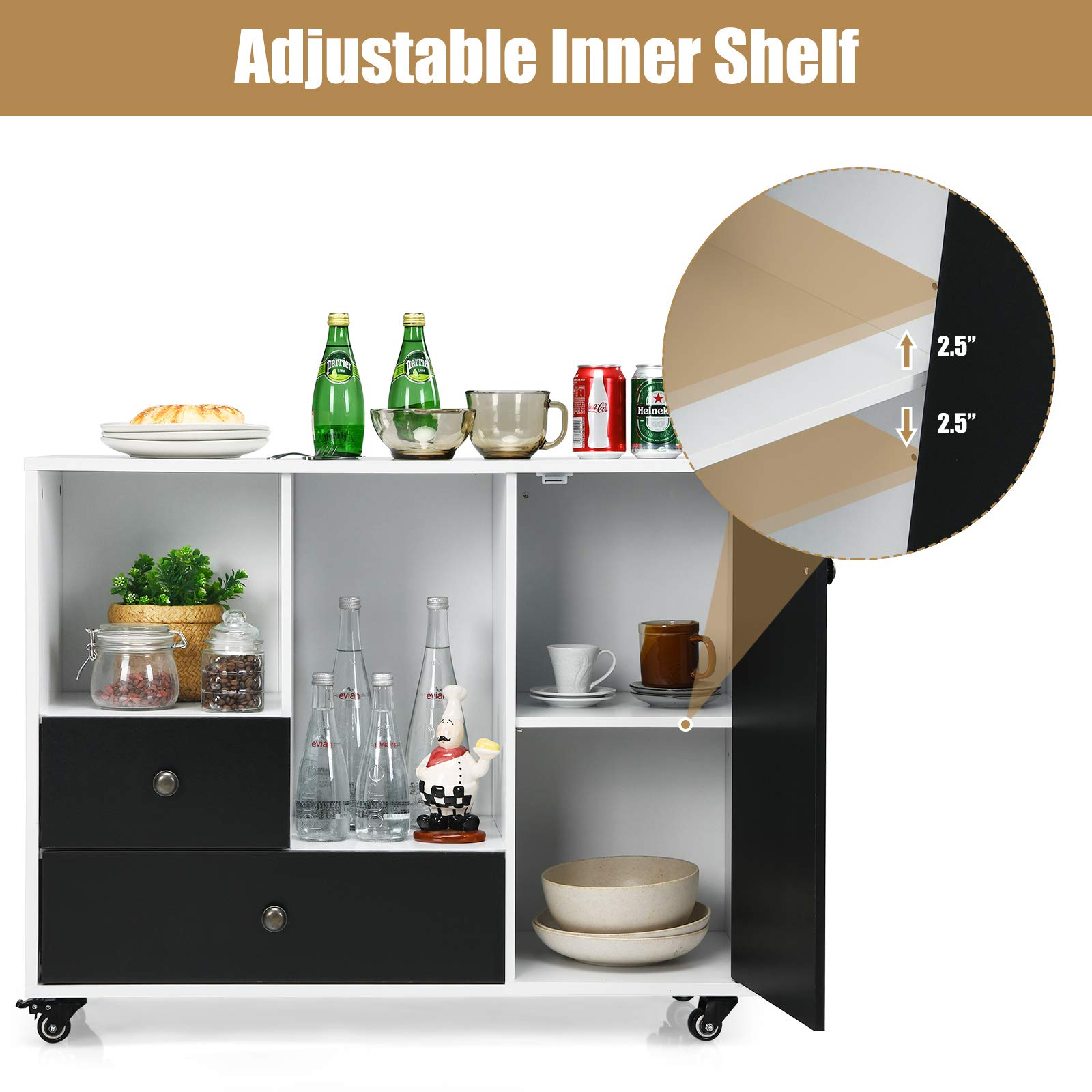 Giantex Lateral File Cabinet 2 Drawer Printer Stand, Rolling Storage Office Cabinet with Lockable Wheels