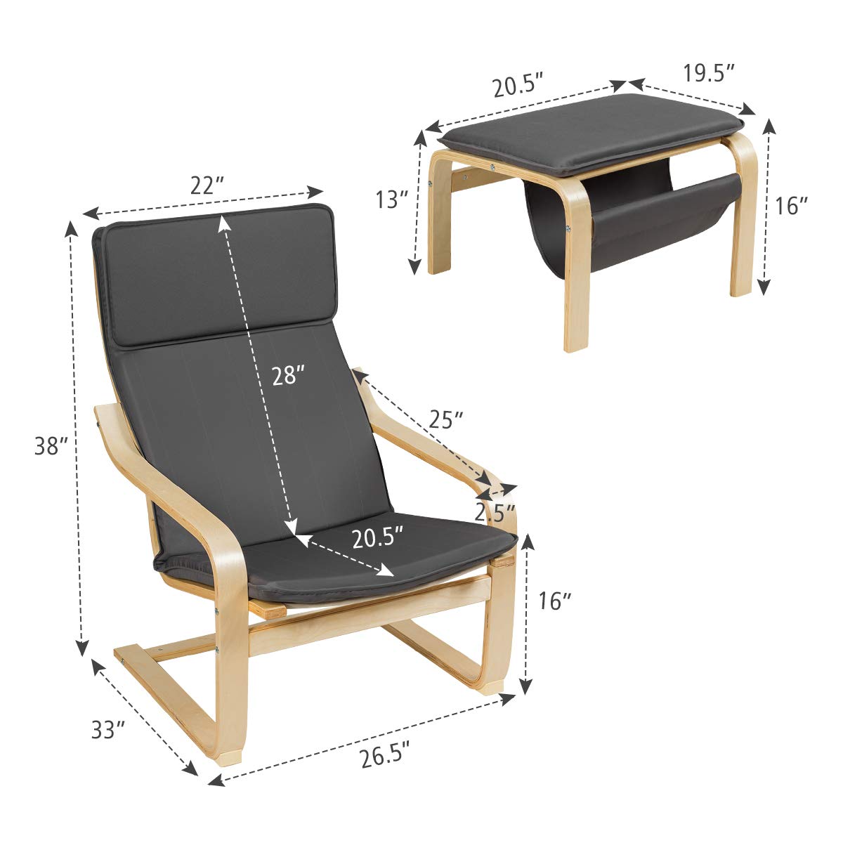 Giantex Armchair and Footstool Set