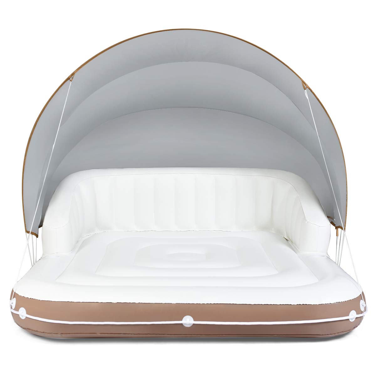 Giantex Canopy Island Inflatable Lounge, Floating Island Raft w/ High Backrest Armrest