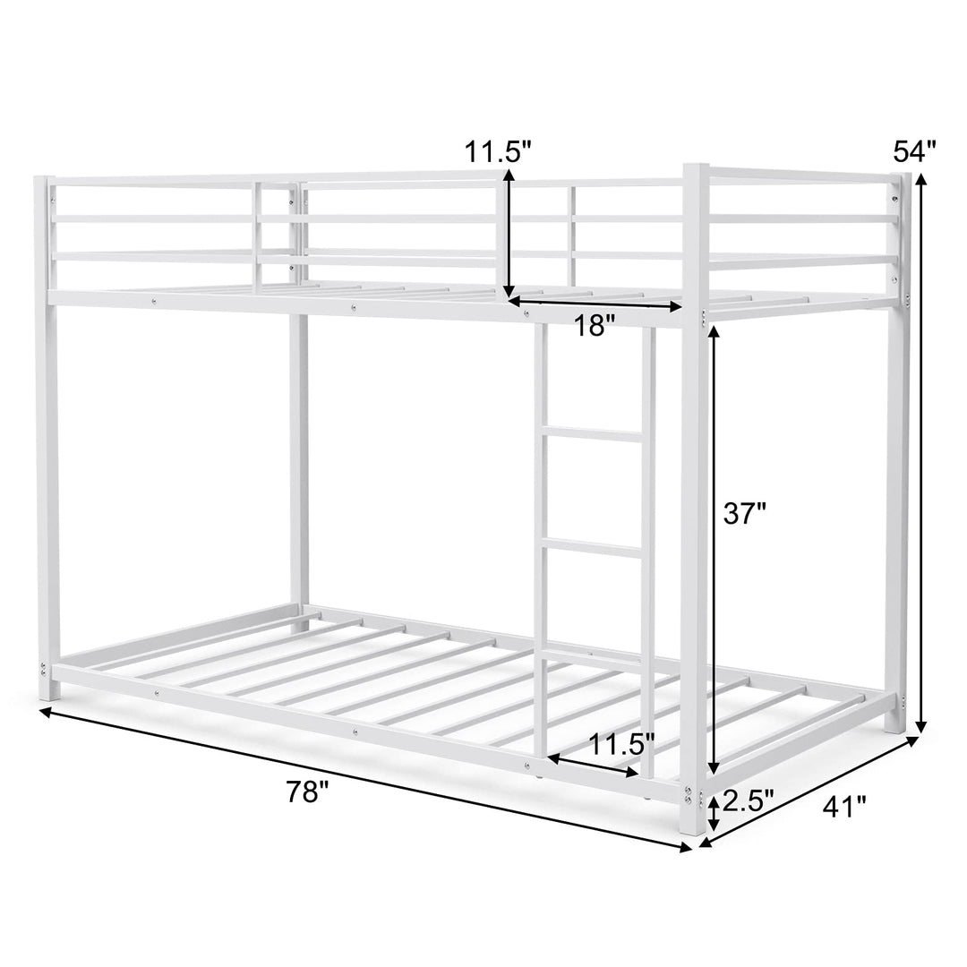 Classic Bunk Bed Frame with Safety Guard Rails & Side Ladder