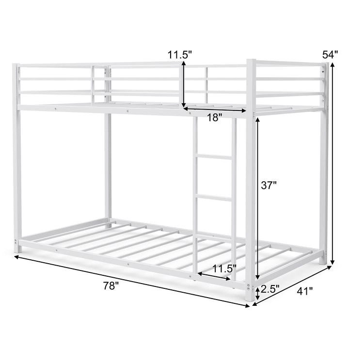 Classic Bunk Bed Frame with Safety Guard Rails & Side Ladder