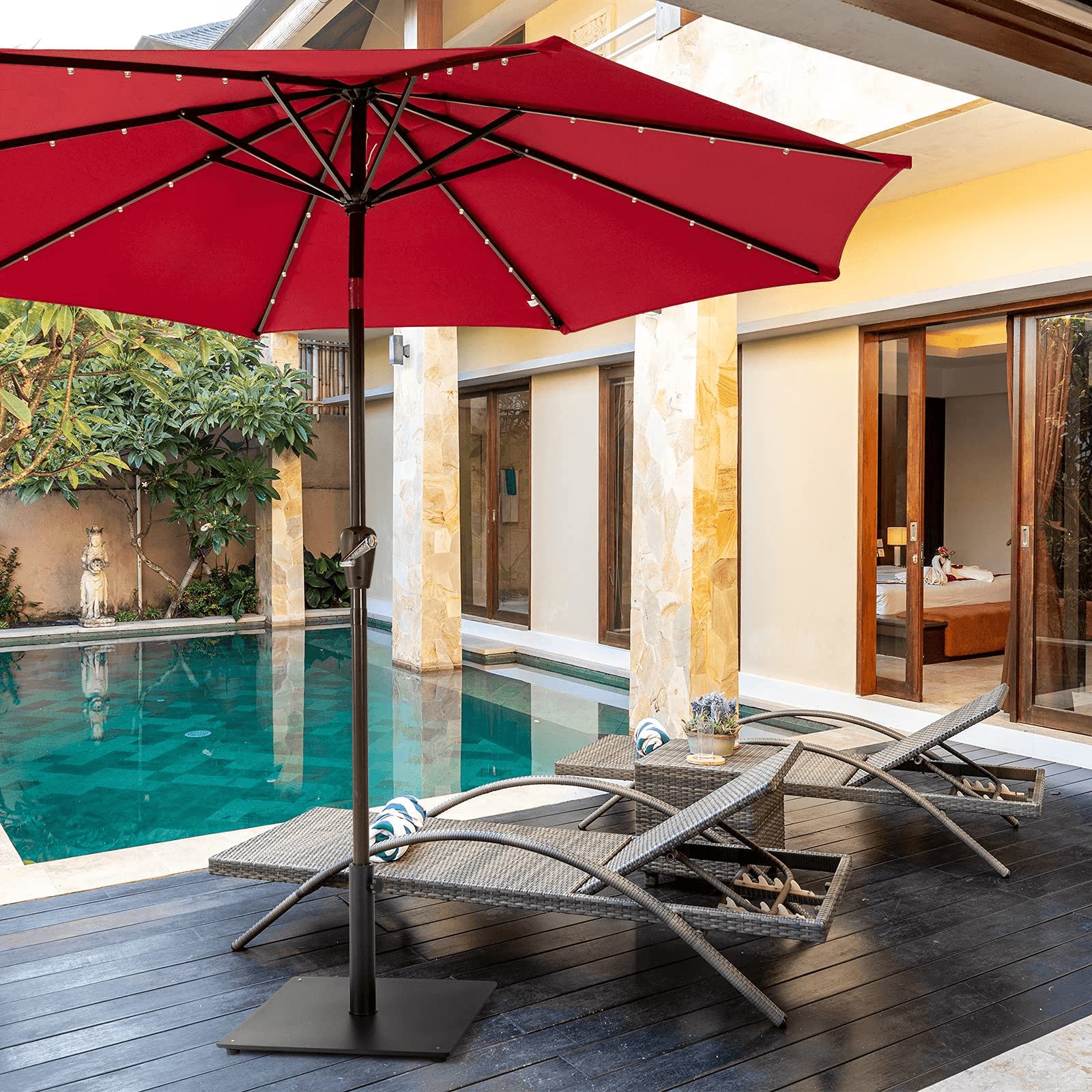 Giantex Square Umbrella Base, Steel Heavy Duty Patio Market Umbrella Stand (20/25 Inch) - Giantexus