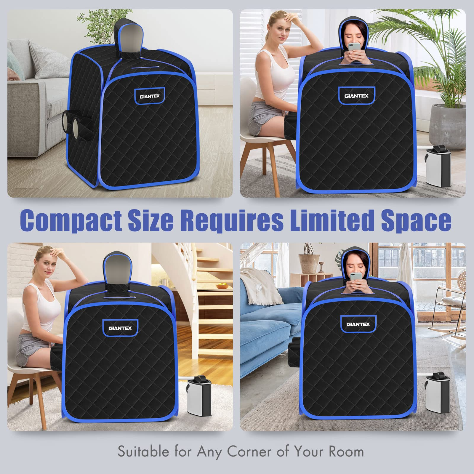 Giantex Portable Folding Sauna, 1 or 2 Person Steam Spa with Remote Control