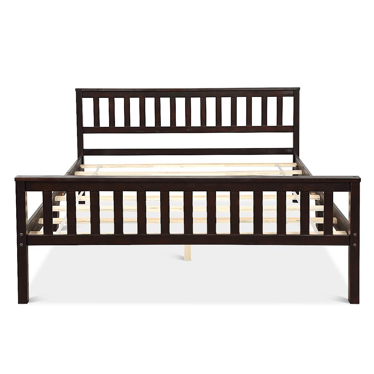 Giantex Wood Slats Great Support with Six Legs, No Box Spring Needed, Antique Espresso (Queen)