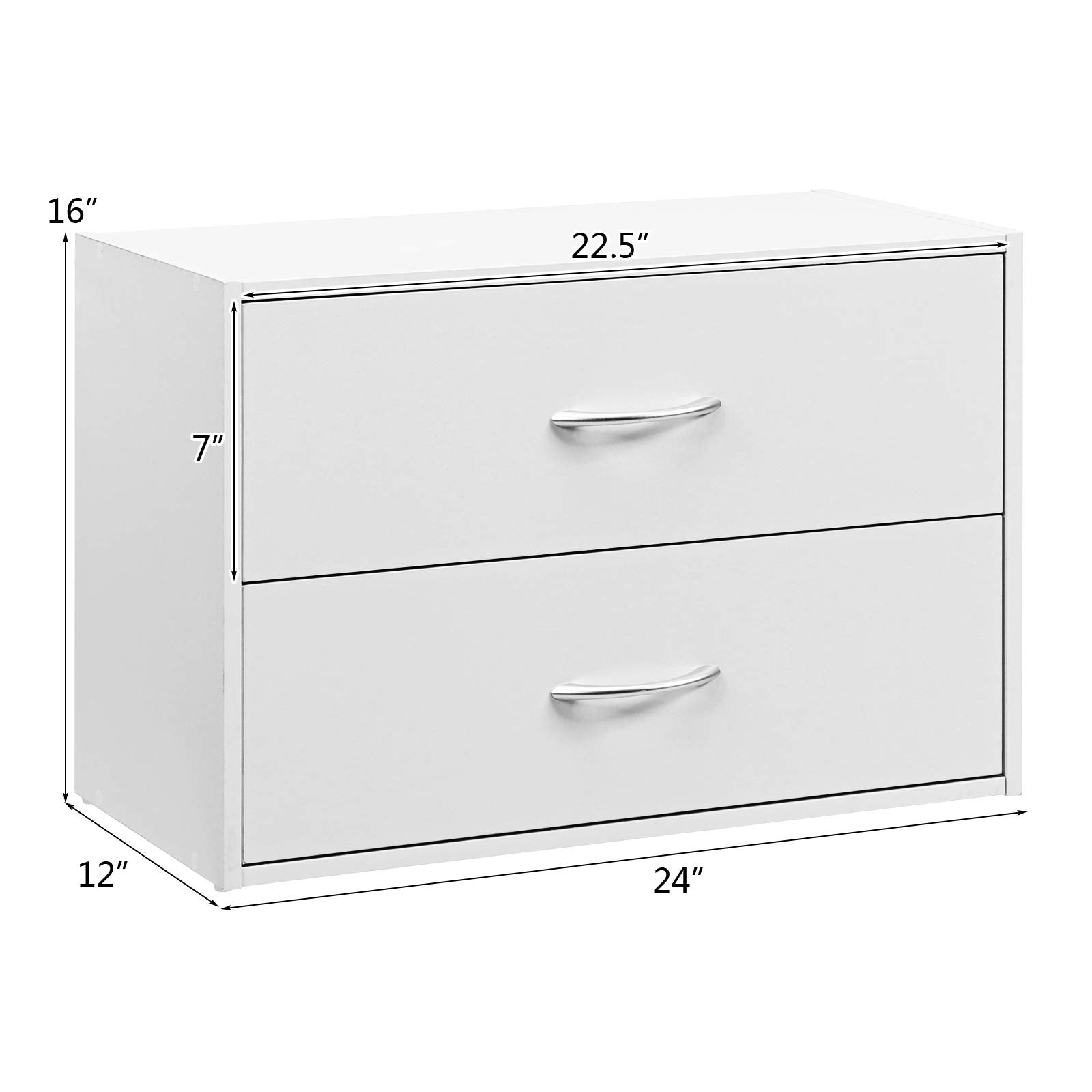 Giantex Dressers Stackable 2 Drawer Horiztonal Organizer W/Handles Dresser Tower, White