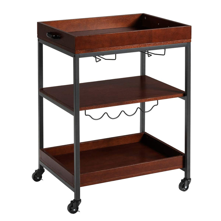 Giantex Kitchen Island Cart Rolling Industrial Style, Rustic Brown