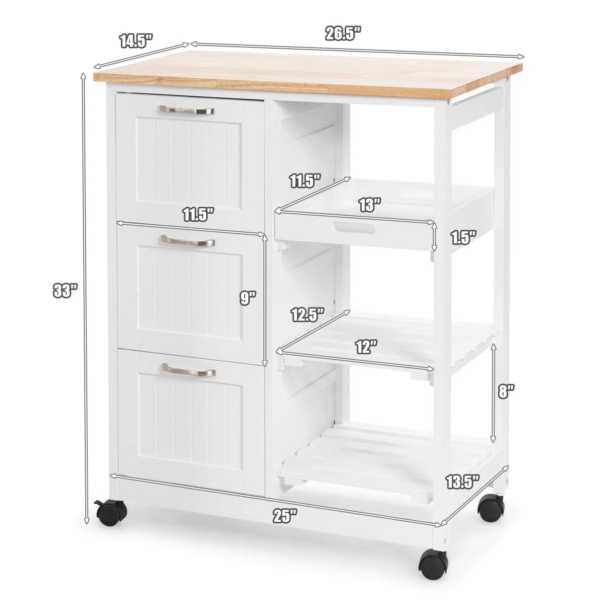 Giantex Kitchen Island Cart, Home Bar Serving Cart