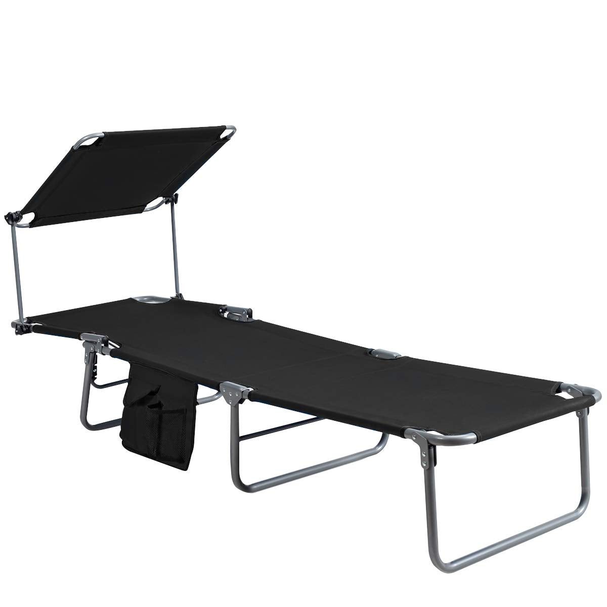 Giantex Lounge Chaise Chair Position and Shade Adjustable W/Canopy and Storage Pocket