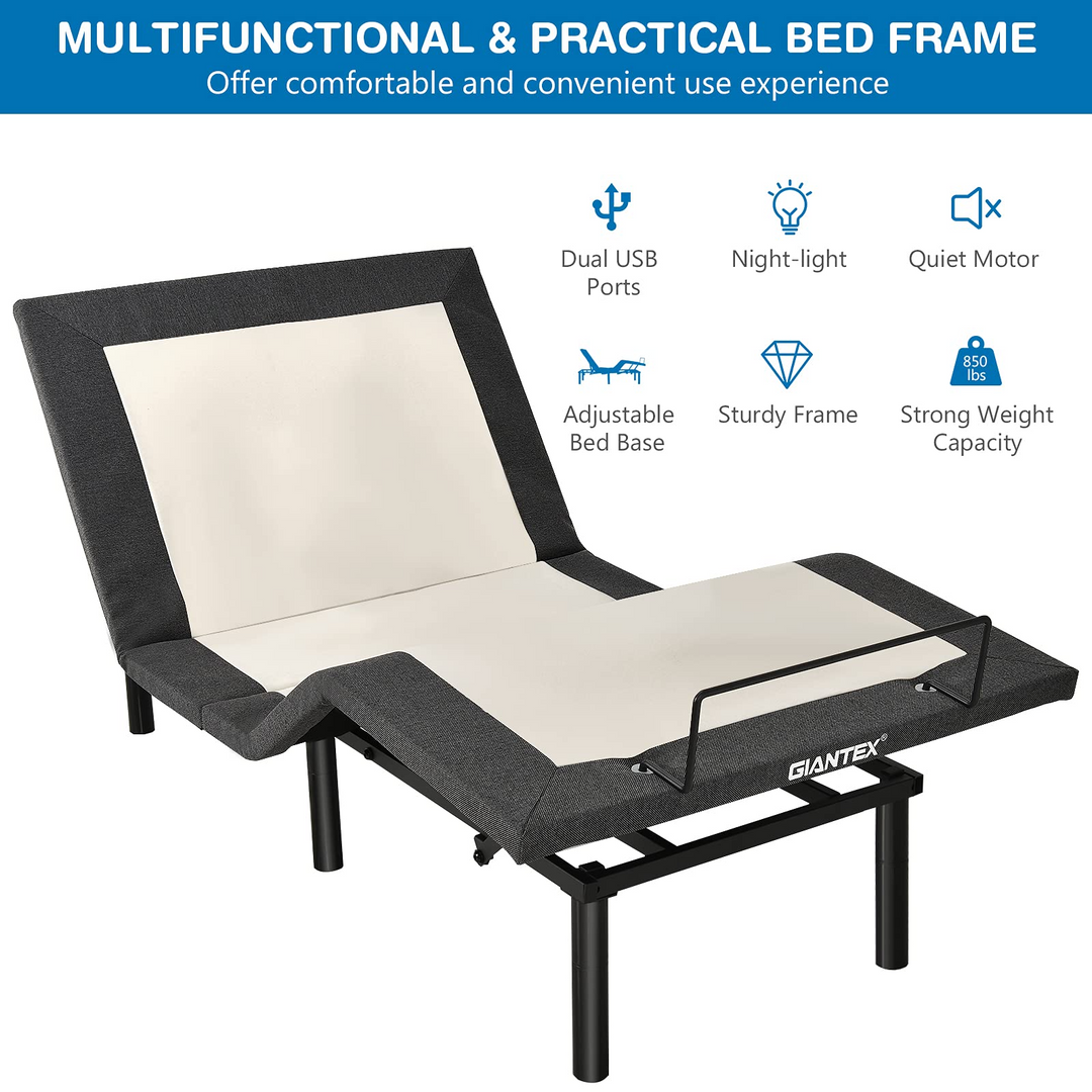 Adjustable Bed Base with Wireless Remote - Giantex