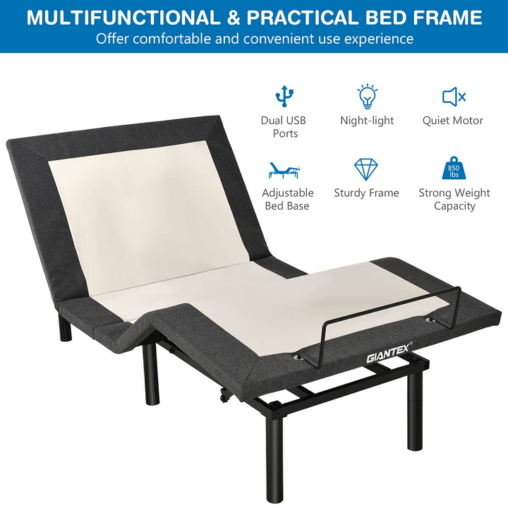 Adjustable Bed Base with Wireless Remote - Giantex