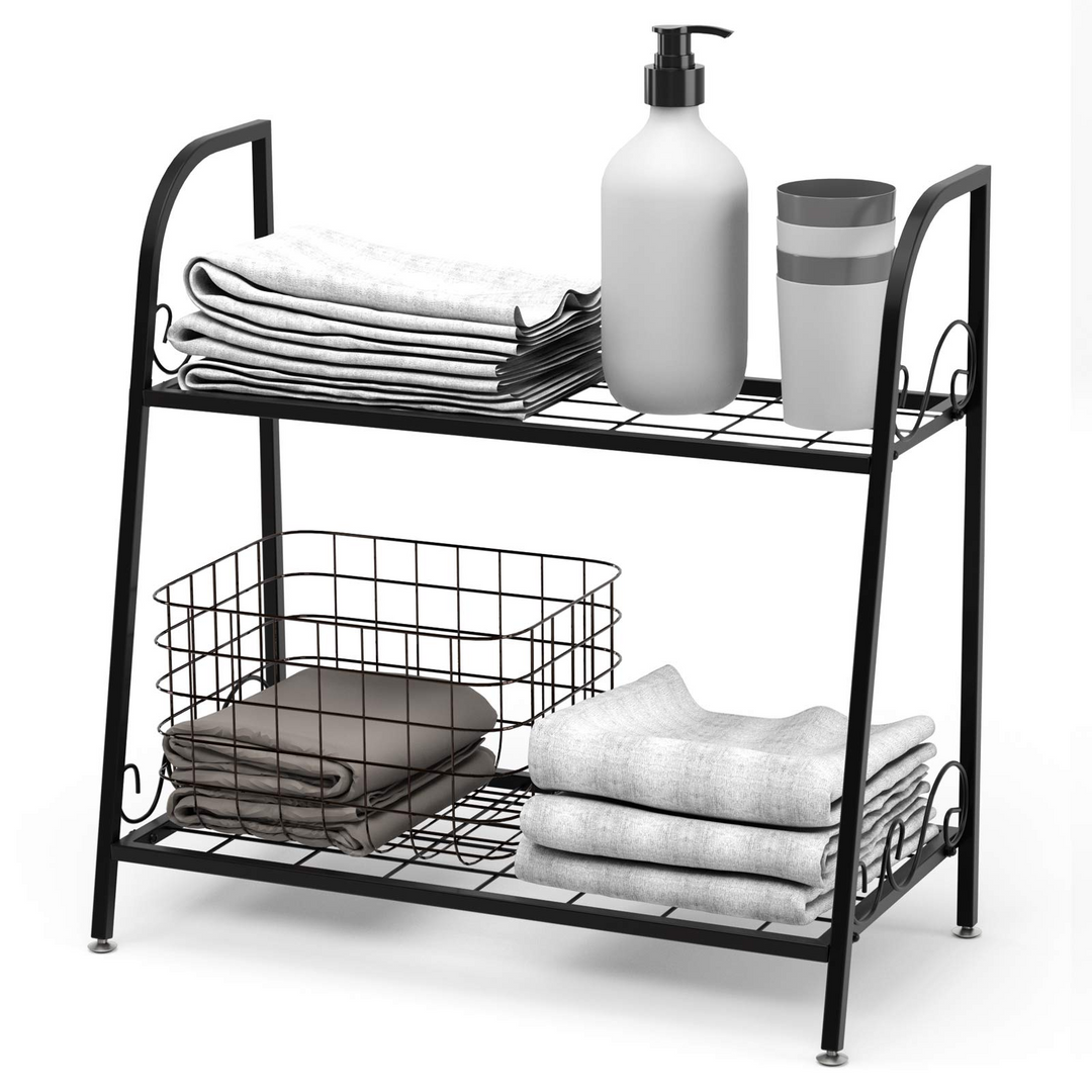 Giantex 2 Tier Metal Plant Stand, Indoor Outdoor Plant Shelf, Flower Rack Display Shelf