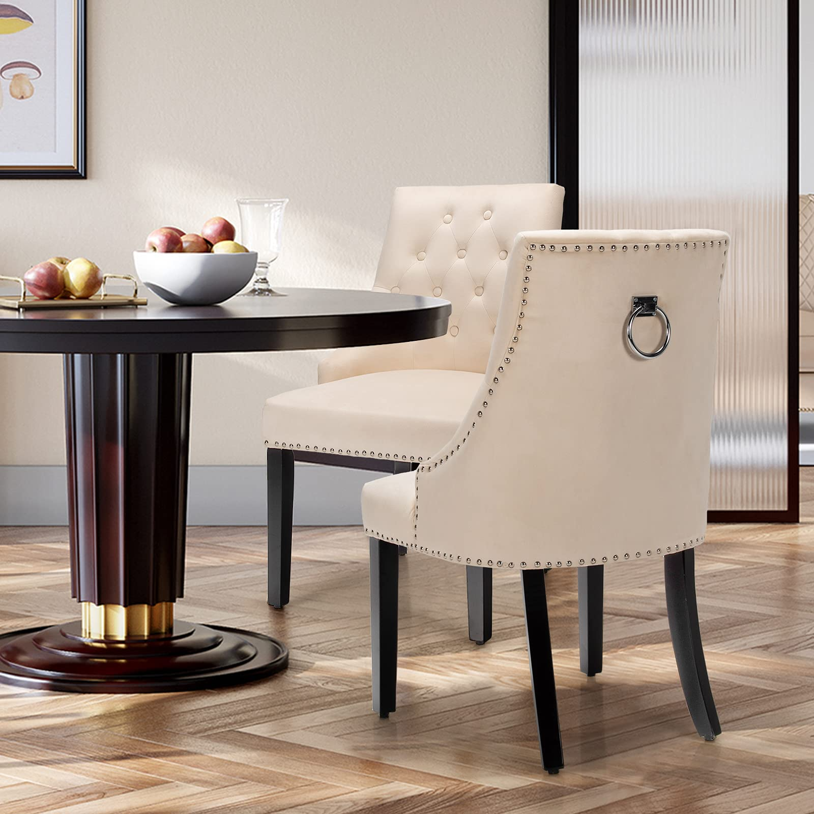 Dining Chairs, Button-Tufted Velvet Side Chair - Giantex
