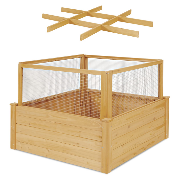 Wood Garden Bed with Critter Guard Fence (42" LX42 WX32.5 H)