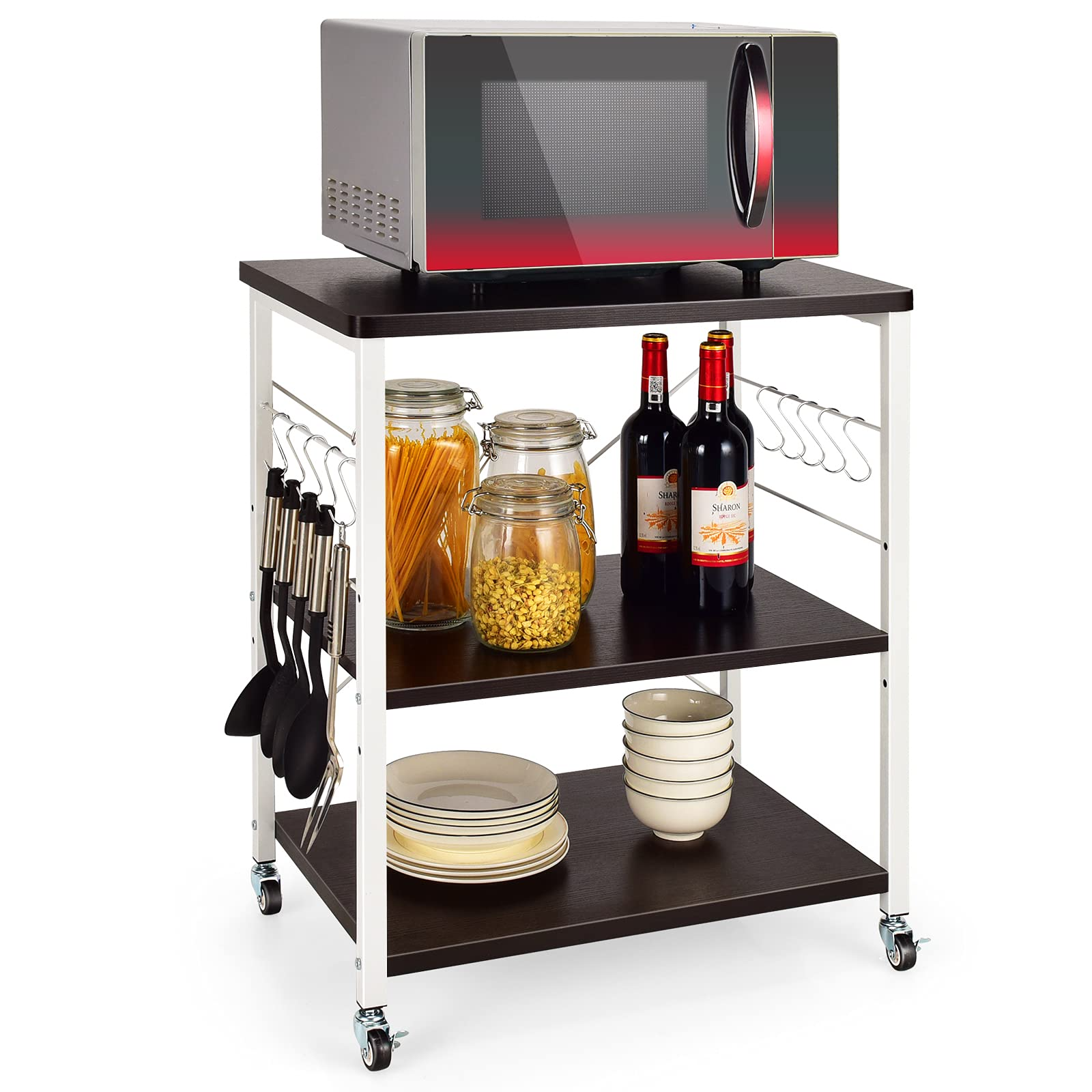 Giantex Kitchen Baker's Rack 3-Tier Microwave Cart on Wheels