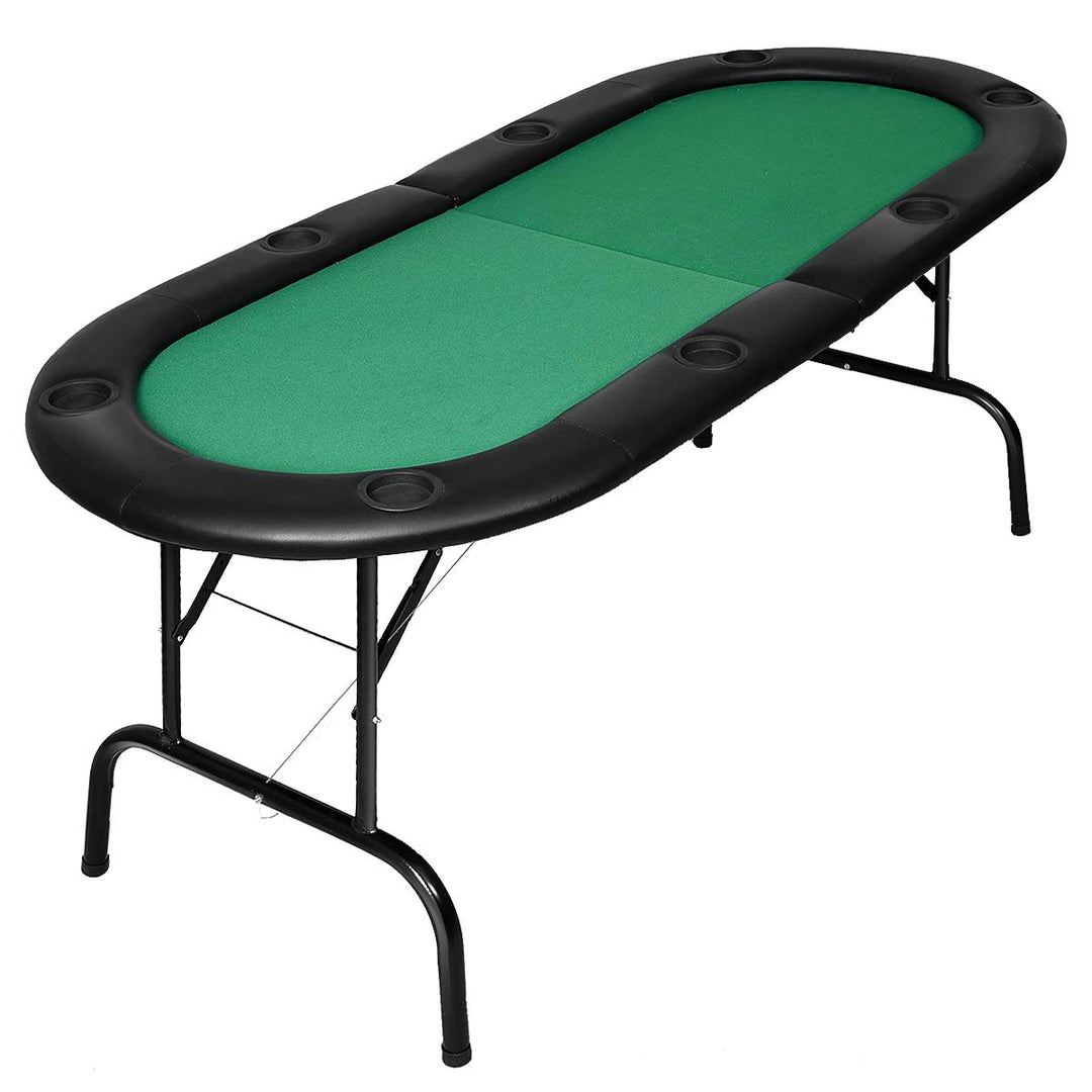 Giantex Foldable Play Poker Table w/Cup Holder, for Texas Casino Leisure Game Room,