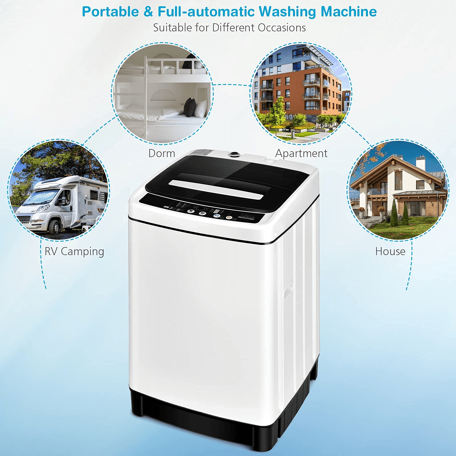 2 in 1 Portable Laundry Washer 1.5Cu.Ft 11lbs Capacity Washer and Dryer Combo - Giantexus