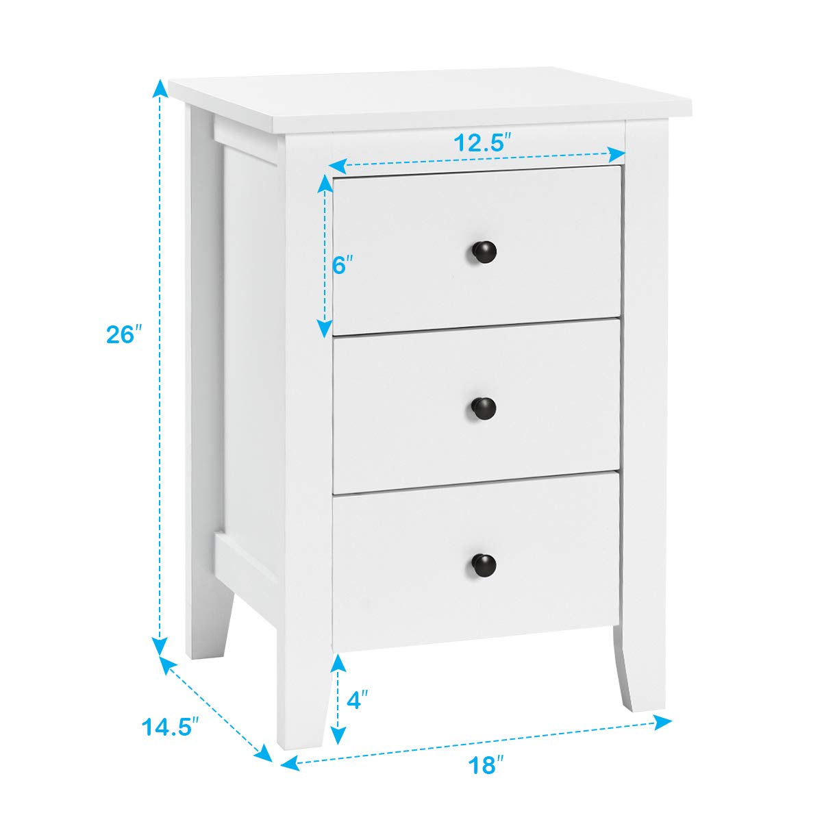 Giantex Nightstand W/ 3 Drawers Large Storage Space, Solid Structure and Stable Frame (1)