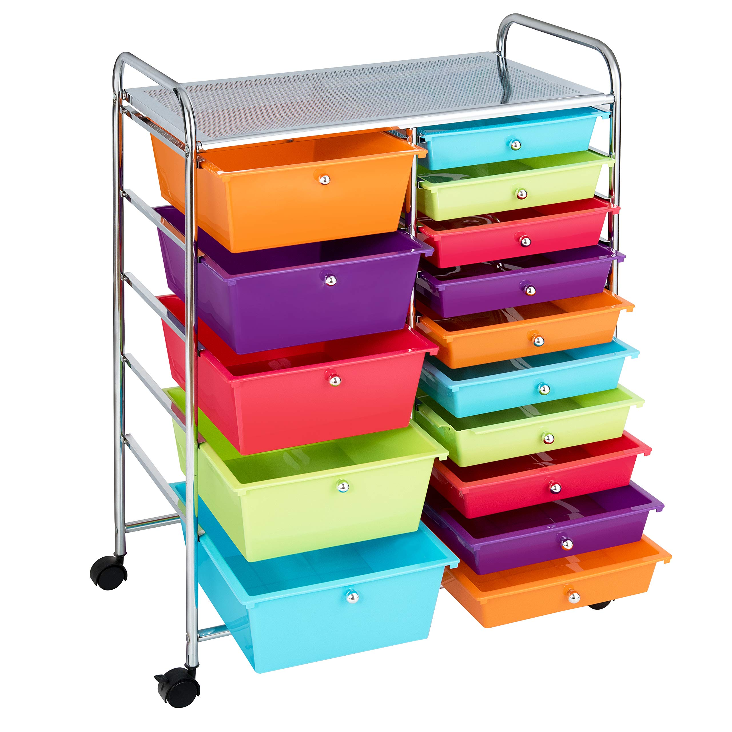 15-Drawer Organizer Cart Office School Rolling Storage Cart - Giantex