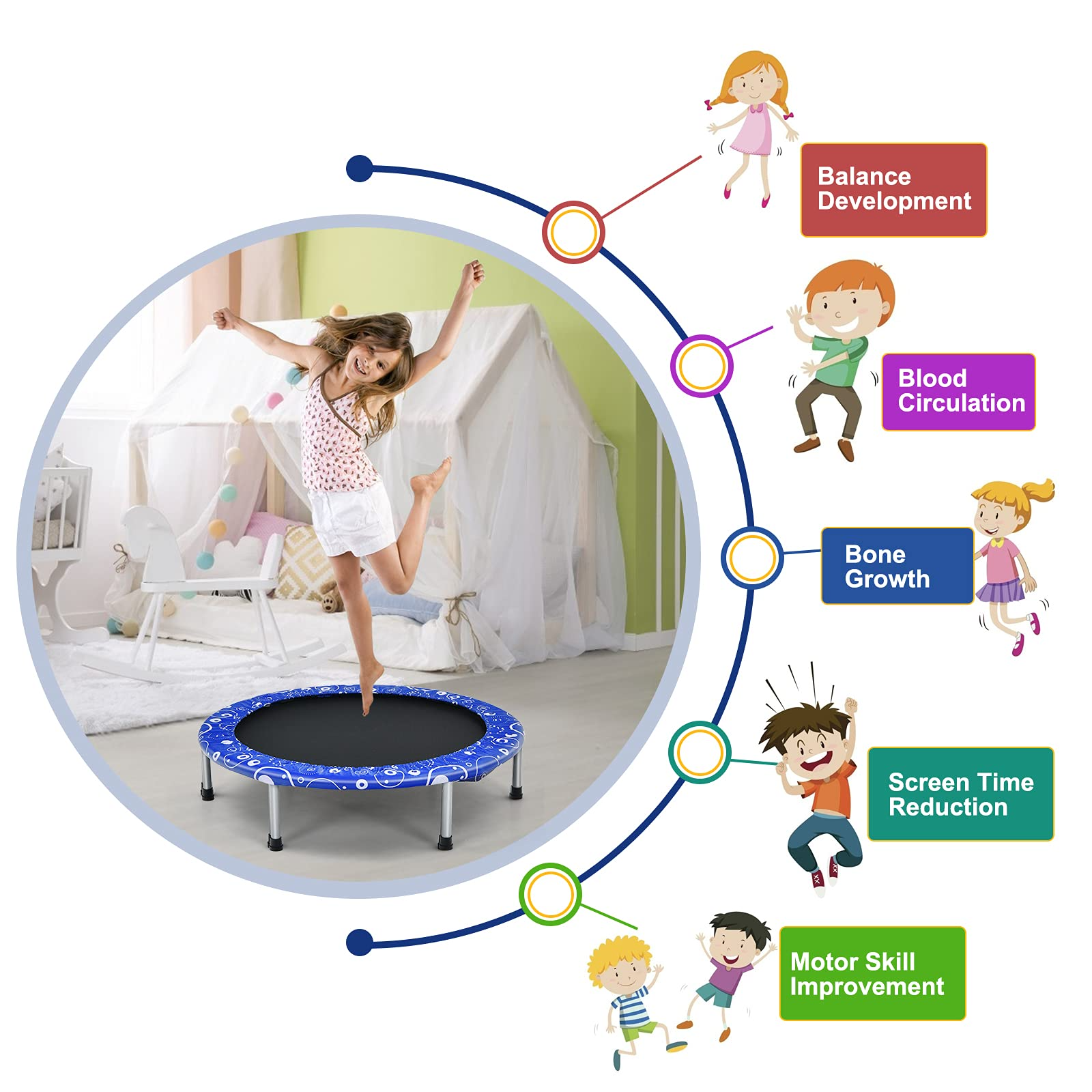 36-Inch Mini Kids Trampoline with Foamed Handle