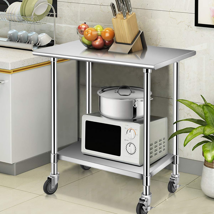 Giantex 48 x 30 Inches Stainless Steel Table w/ 4 Caster Wheels