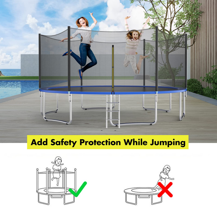 Giantex Trampoline Safety Net, 8 10 12 14 15 16Ft Weather-Resistant Replacement Enclosure Net for Round Frame