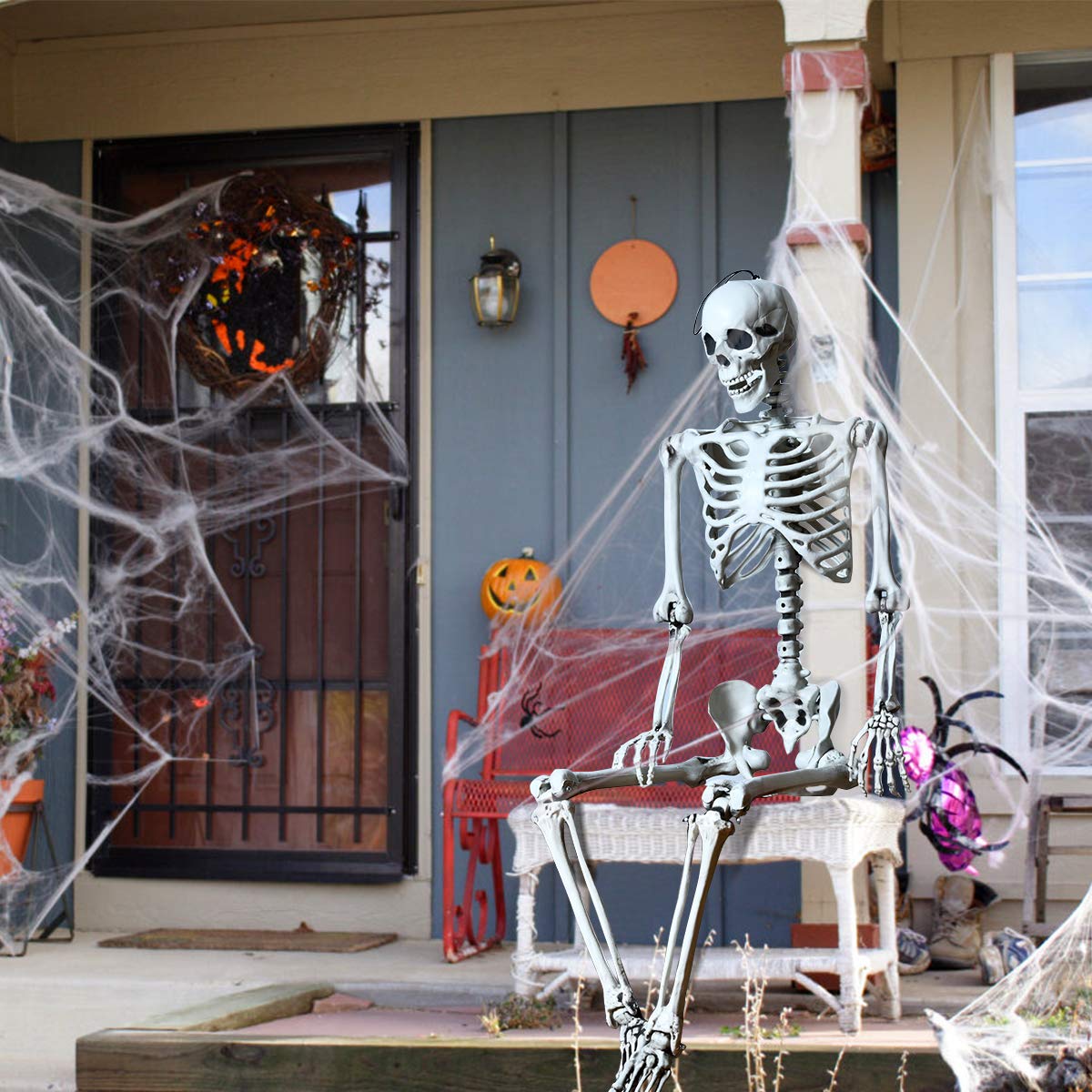 5.4 Ft Halloween Skeleton, Life Size Realistic Human Bones