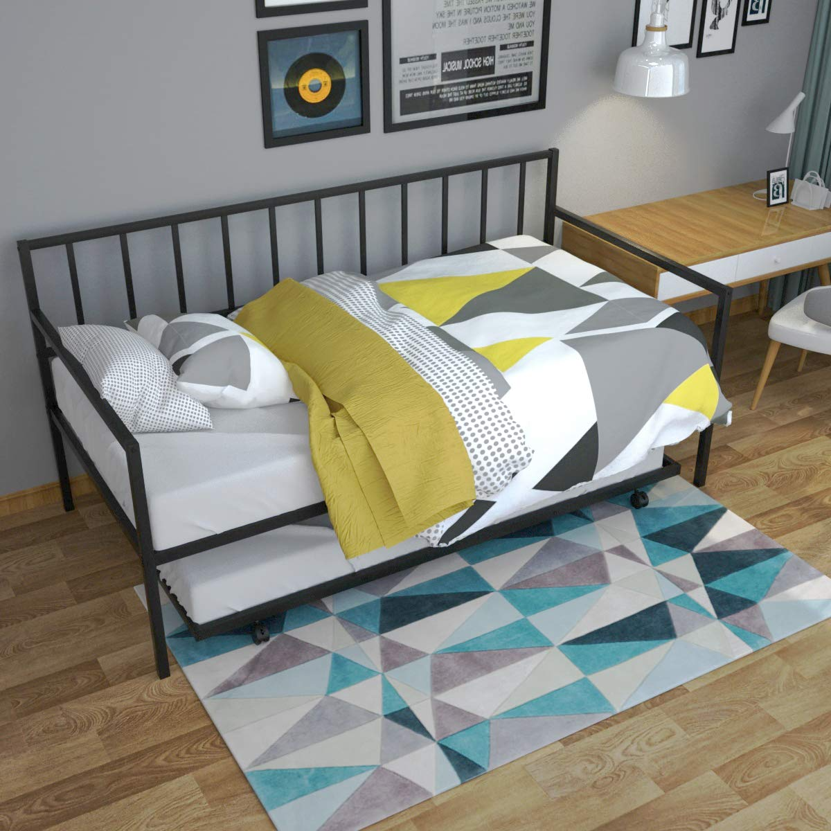 Giantex Twin Size Daybed and Trundle Frame Set