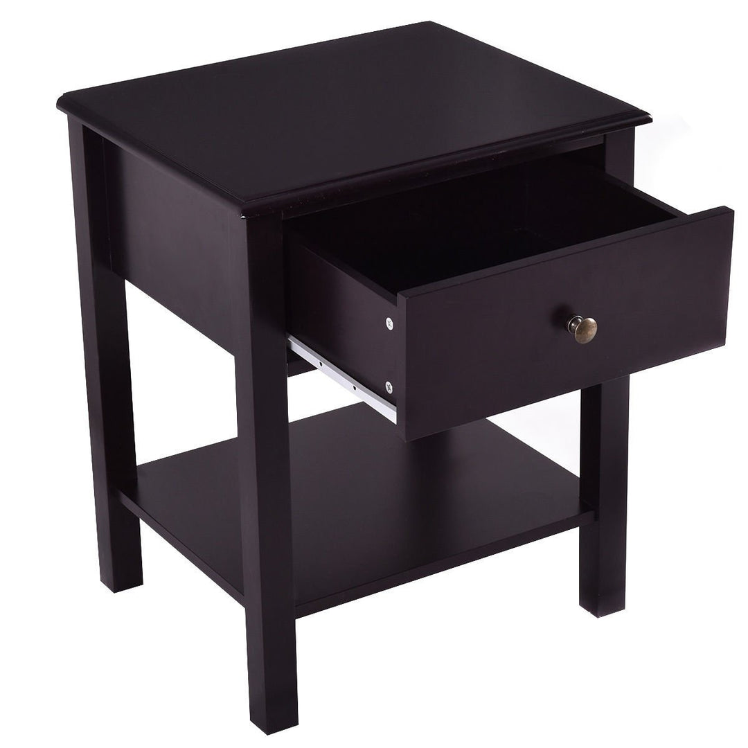 Giantex Nightstand W/Drawer and Shelf, Stable Frame Storage Cabinet