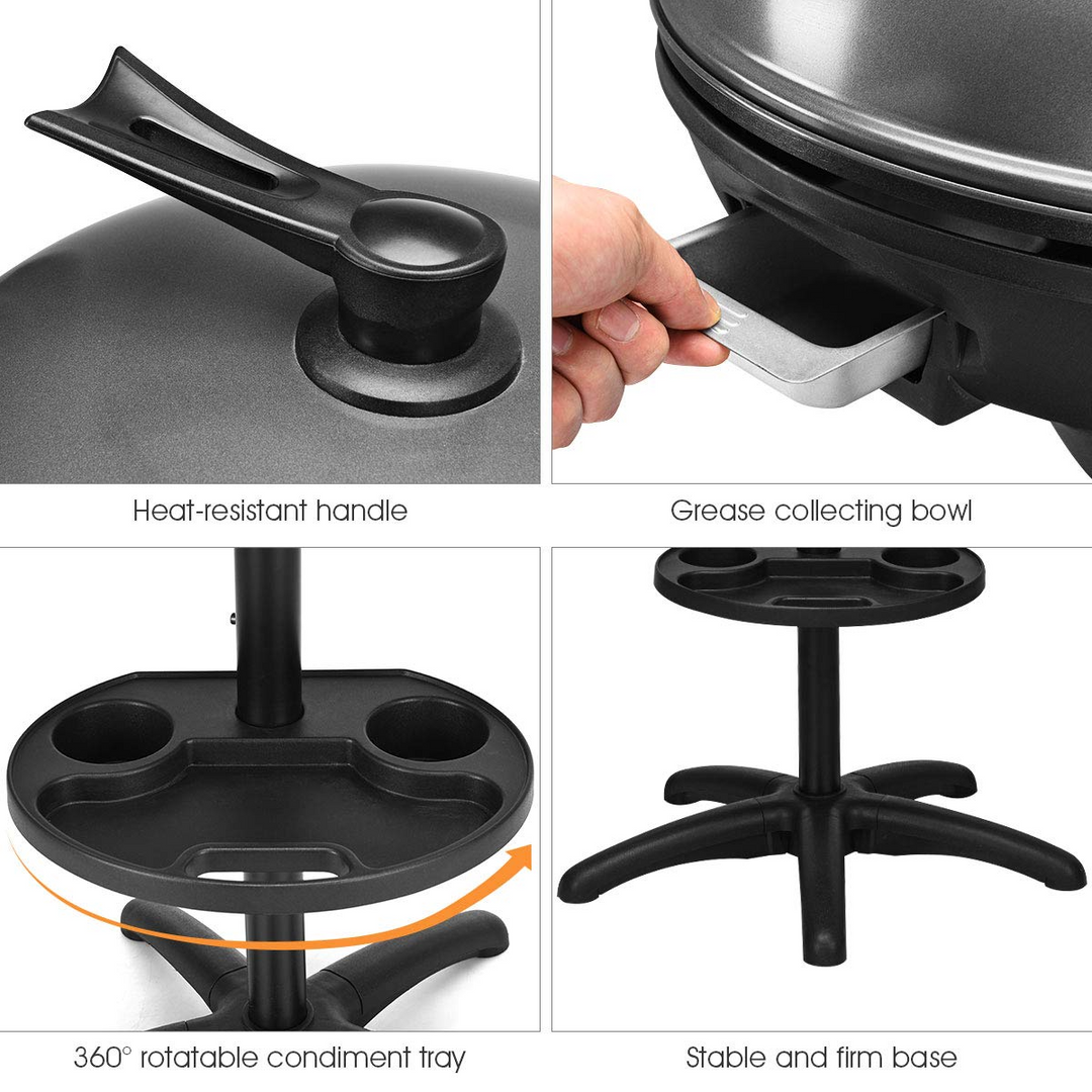 Giantex 1350W Electric BBQ Grill Non-stick w/ 4 Temperature Setting Outdoor Garden Patio Camping