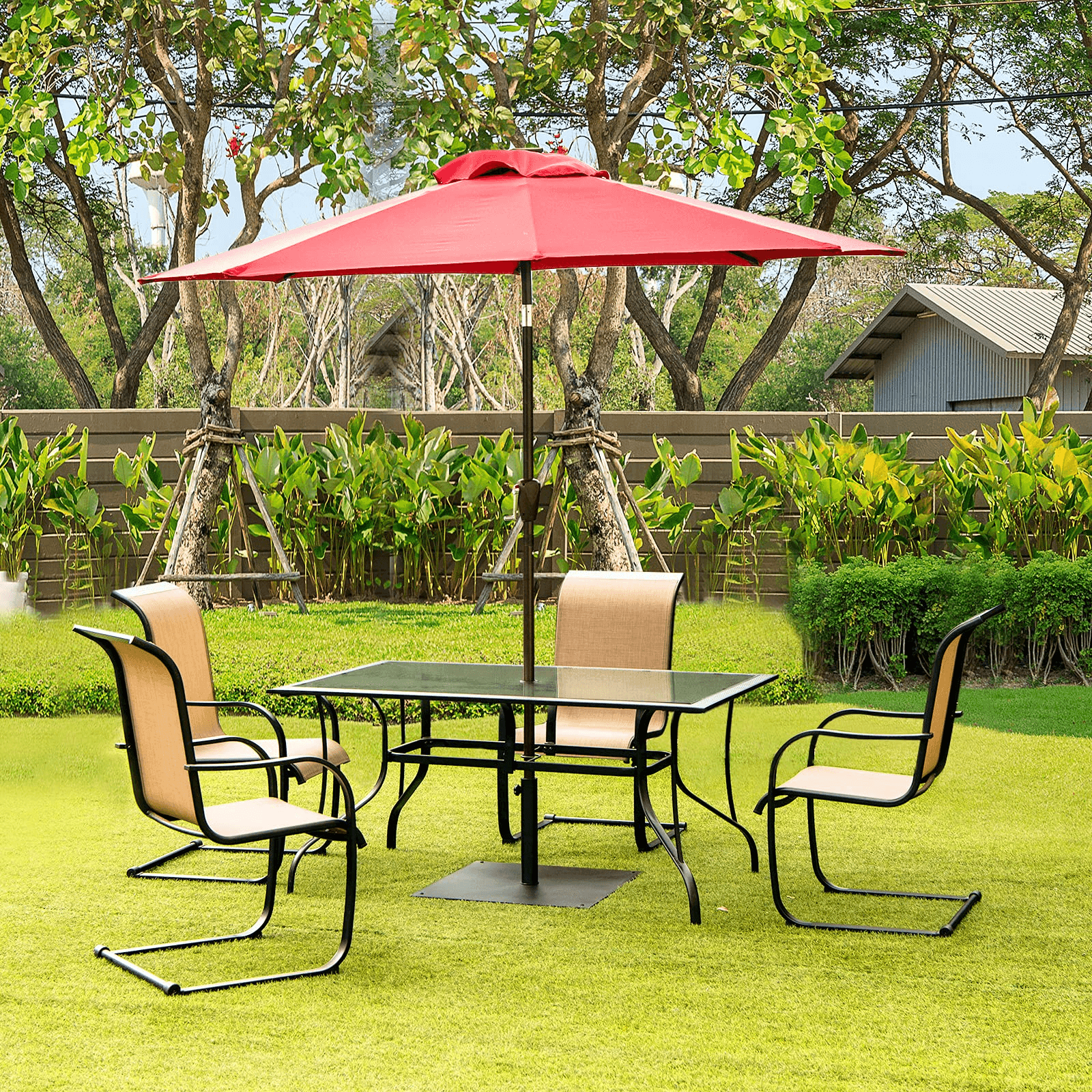 Giantex Square Umbrella Base, Steel Heavy Duty Patio Market Umbrella Stand (20/25 Inch) - Giantexus