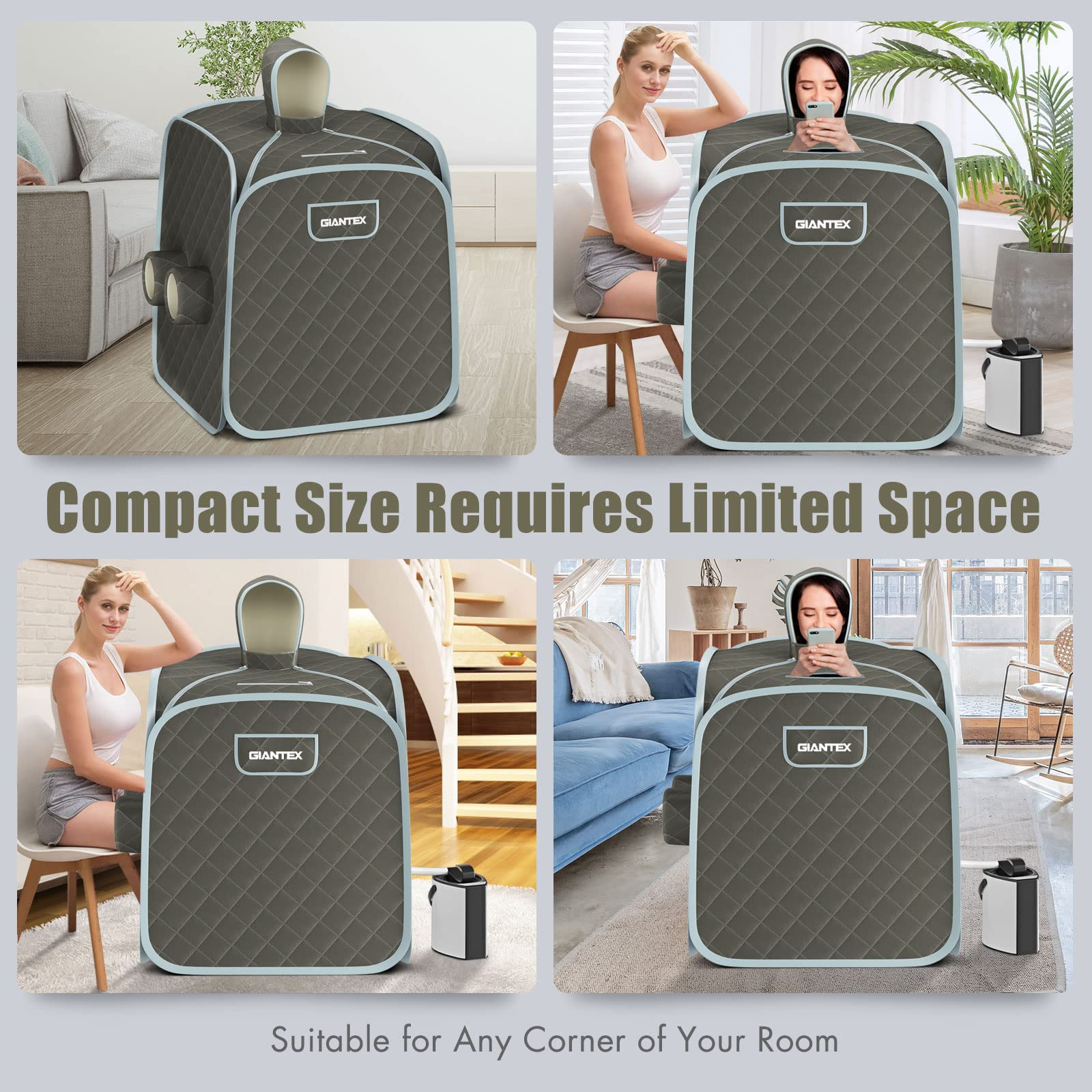Giantex Portable Folding Sauna, 1 or 2 Person Steam Spa with Remote Control